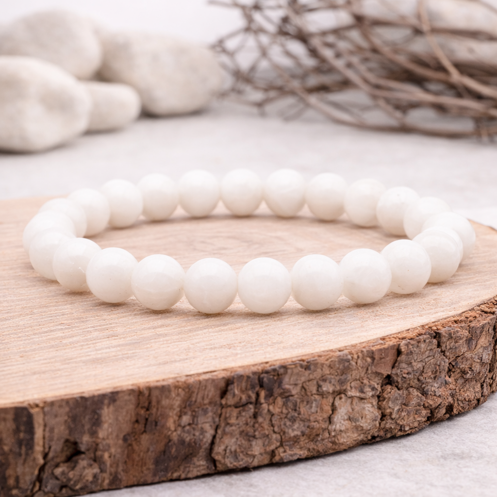 Bracelet perle en Pierre de lune beige, qualité A, pierre de la douceur et de la féminité.