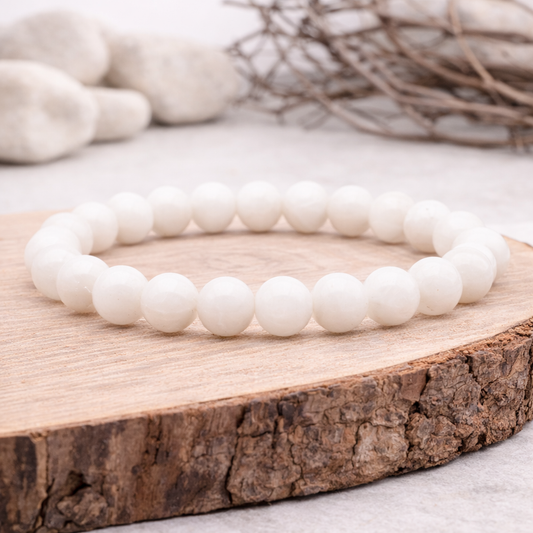 Bracelet perle en Pierre de lune beige, qualité A, pierre de la douceur et de la féminité.