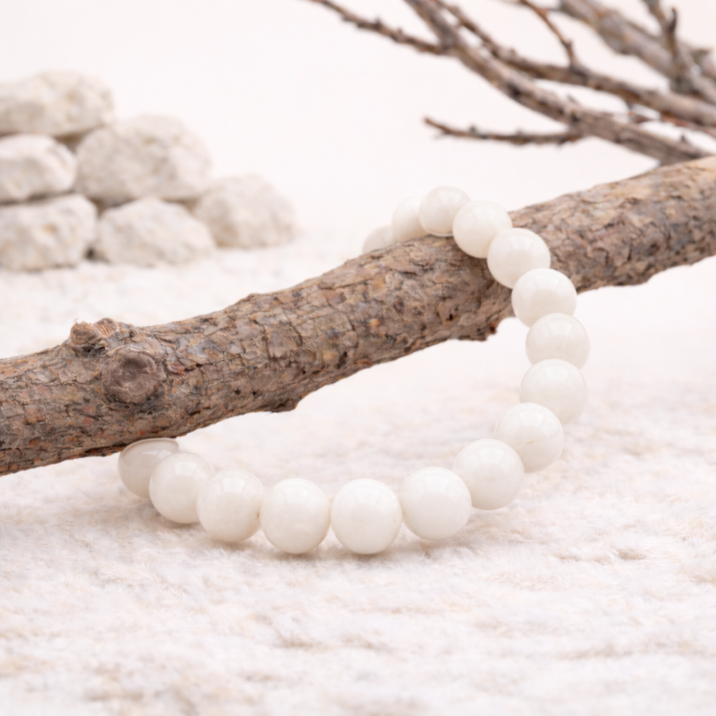 Bracelet perle en Pierre de lune beige, qualité A, pierre de la douceur et de la féminité.