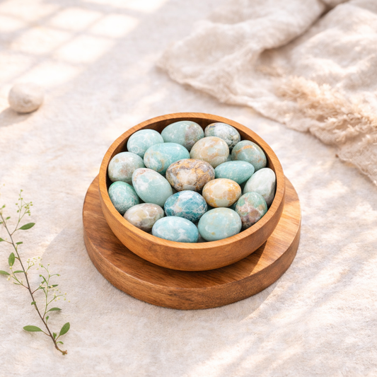 Pierre roulée d'amazonite, 15g, entre 2 et 3 cm, qualité AB, pierre de communication apaisée et d'harmonie émotionnelle.
