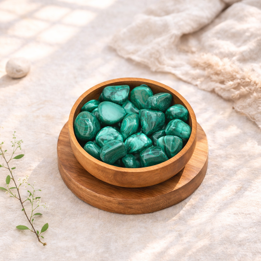 Pierre roulée de malachite, 18g, entre 2 et 3 cm, qualité A, pierre de transformation et de protection.