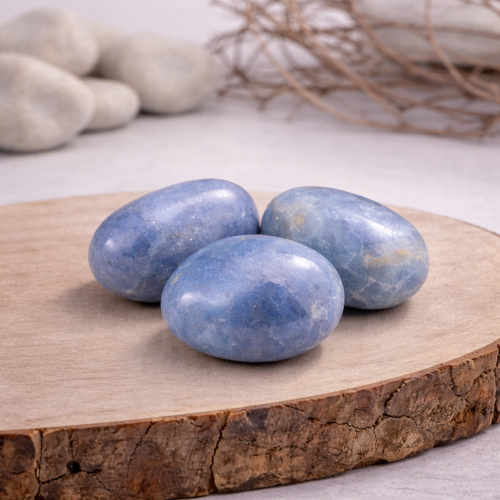 Pierre roulée d'aventurine bleue, 18g, entre 2 et 3 cm, qualité AA, pierre de sérénité et de clarté mentale.