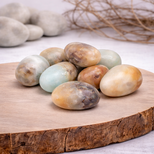 Pierre roulée d'amazonite, 15g, entre 2 et 3 cm, qualité AB, pierre de communication apaisée et d'harmonie émotionnelle.