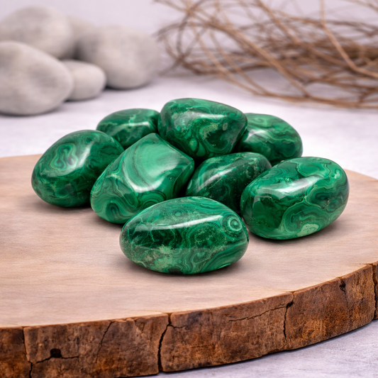 Pierre roulée de malachite, 18g, entre 2 et 3 cm, qualité A, pierre de transformation et de protection.