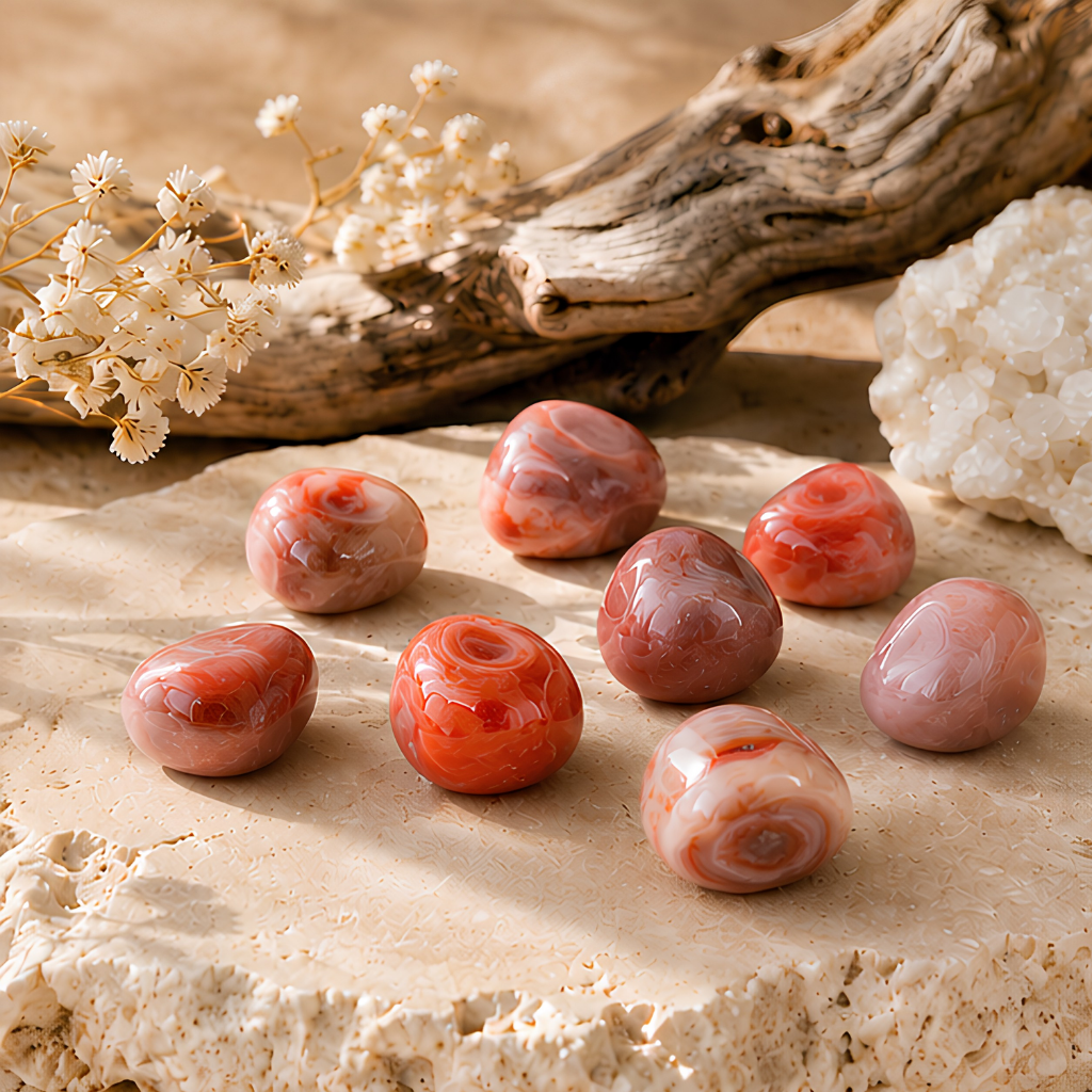 Pierre roulée en agate rouge naturelle, environ 3 cm