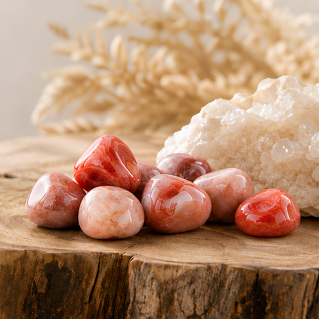 Pierre roulée en agate rouge naturelle, environ 3 cm, autre vue