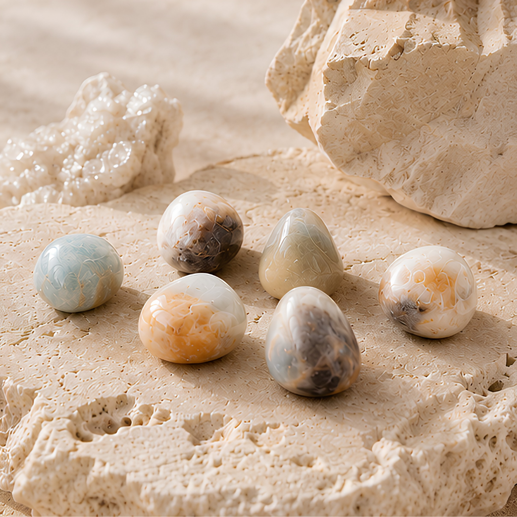 Pierre roulée en amazonite naturelle, environ 3 cm, présentation du produit
