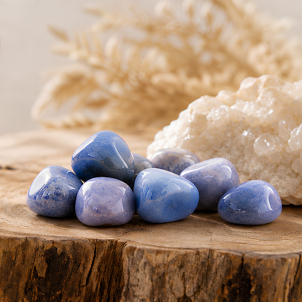 Pierre roulée en aventurine bleue naturelle, environ 3 cm, autre vue