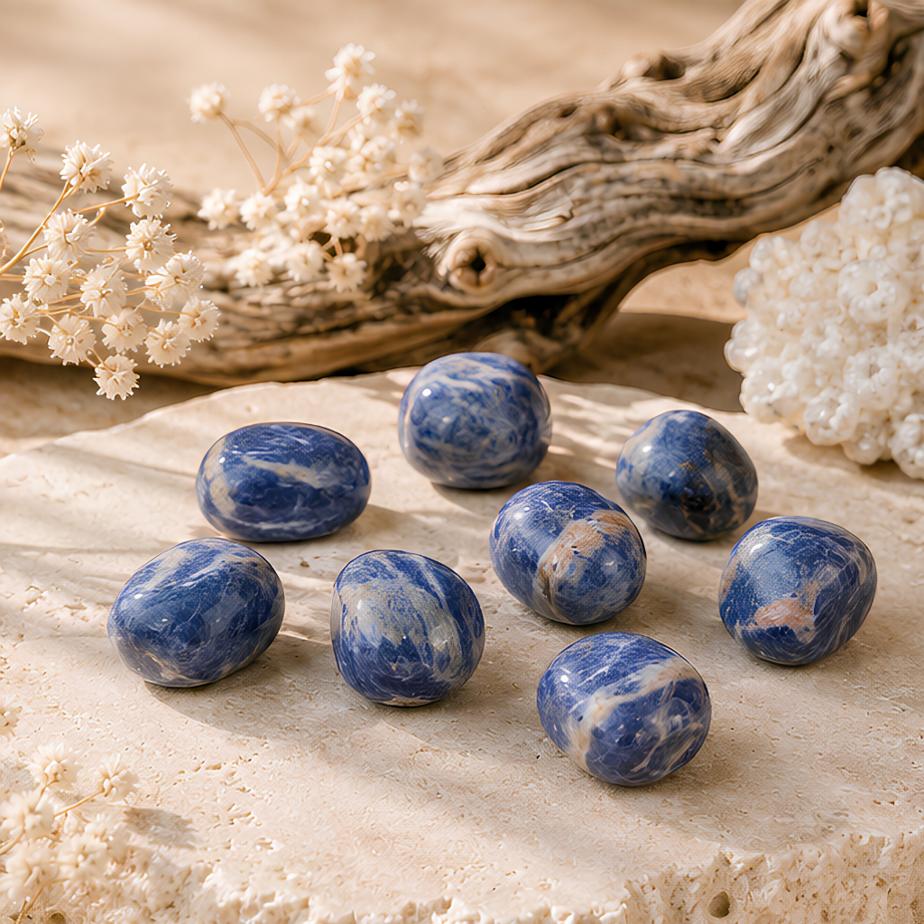Pierre roulée en sodalite, 2 à 3 cm, autre vue