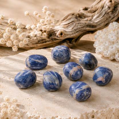 Pierre roulée en sodalite, 2 à 3 cm, autre vue