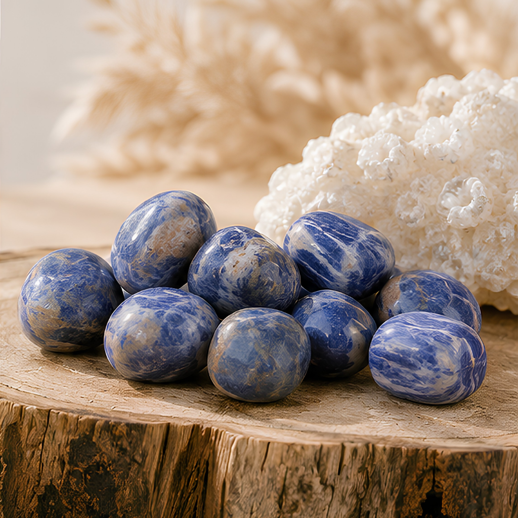 Pierre roulée en sodalite, 2 à 3 cm, présentation du produit