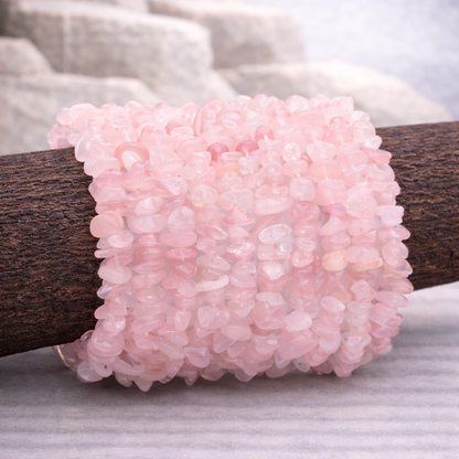 Bracelet baroque en Quartz rose, qualité A+, pierre de l'amour et de la douceur.