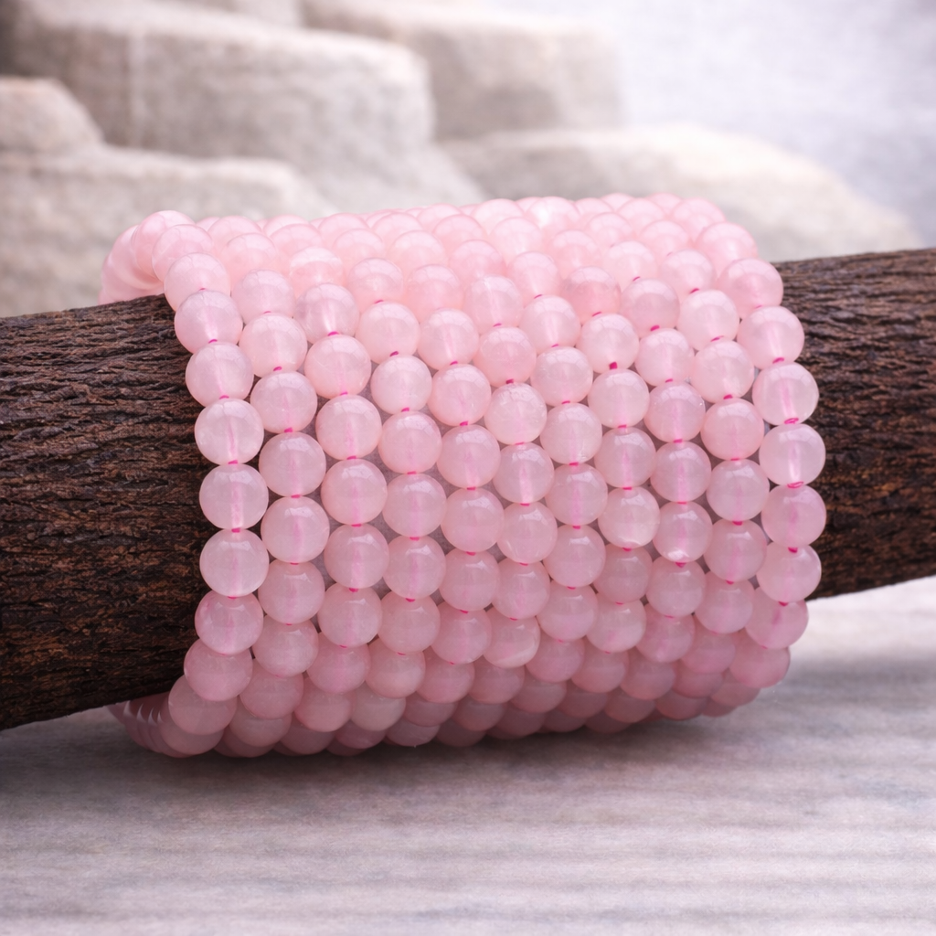 Bracelet perle en Quartz rose, qualité A, pierre de l'amour et de la douceur.