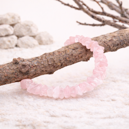 Bracelet baroque en Quartz rose, qualité A+, pierre de l'amour et de la douceur.