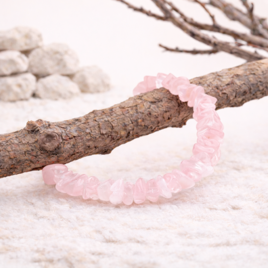 Bracelet baroque en Quartz rose, qualité A+, pierre de l'amour et de la douceur.