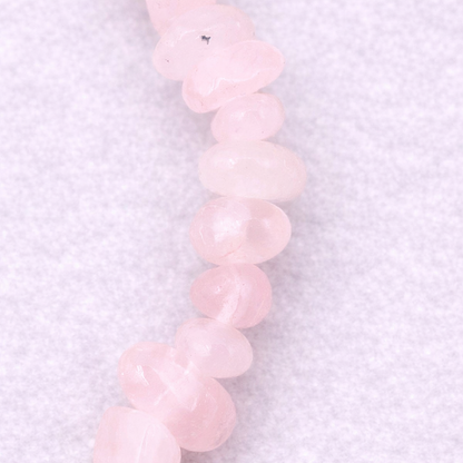 Bracelet baroque en Quartz rose, qualité A+, pierre de l'amour et de la douceur.