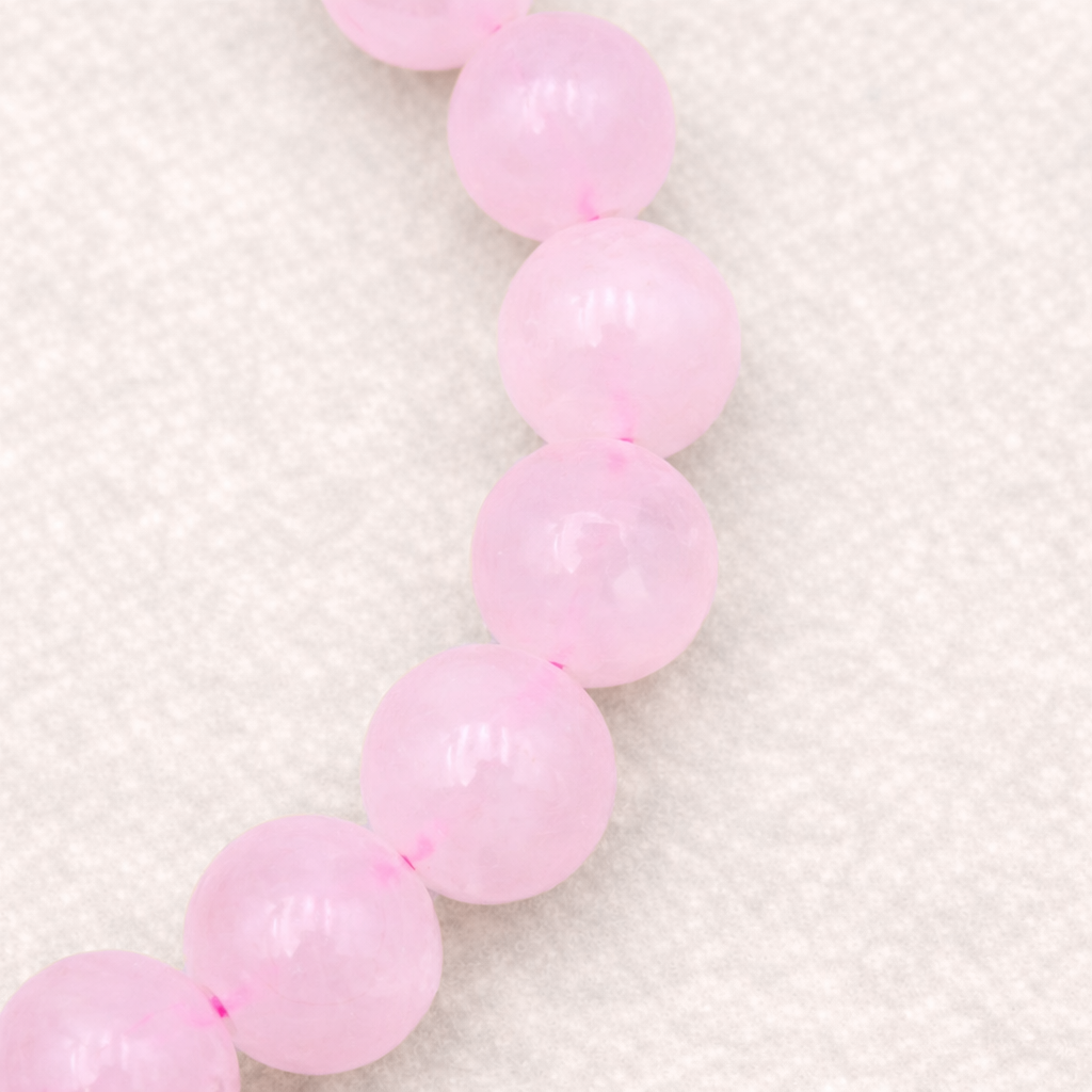 Bracelet perle en Quartz rose, qualité A, pierre de l'amour et de la douceur.