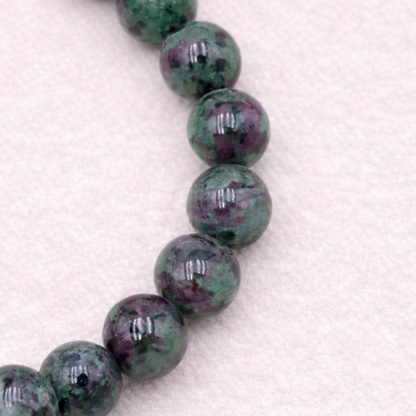Bracelet perle en Rubis Zoïsite, qualité AA, pierre de vitalité et d'harmonie du cœur.