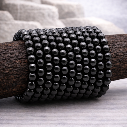 Bracelet perle en Tourmaline noire, qualité A, pierre de protection et d'ancrage.