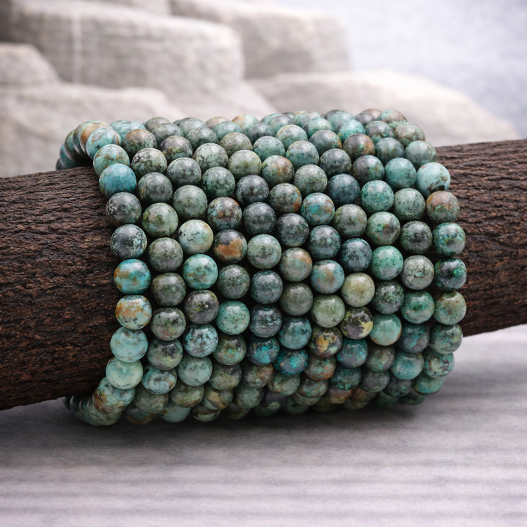Bracelet perle en Turquoise d'Afrique, qualité A, pierre d'évolution et de communication.