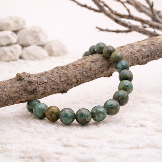 Bracelet perle en Turquoise d'Afrique, qualité A, pierre d'évolution et de communication.